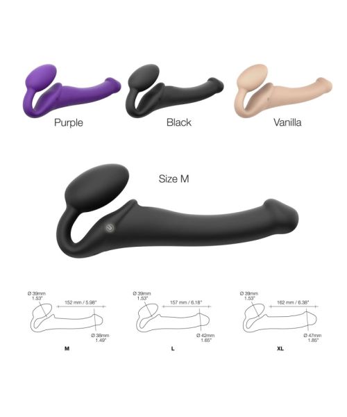 Безремінний страпон з вібрацією Strap-On-Me Vibrating Violet L, діам. 4,2 см, пульт ДК, регульований