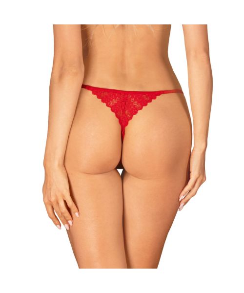 Трусики з доступом Obsessive Ingridia crotchless thong XL/2XL, червоні
