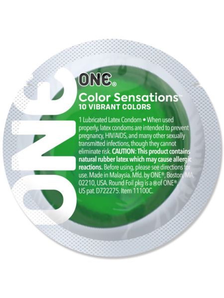 Презерватив ONE Color Sensations ONE with nature, 1 шт, зелений, гладенький, зі змазкою
