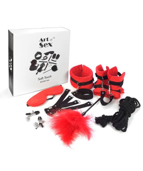 BDSM-набір Art of Sex – Soft Touch BDSM Set, червоний, 9 предметів