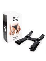Гартери на ногу із натуральної шкіри Art of Sex - Kristina Leg Garters (2 шт), цвет Чорний