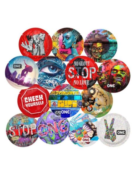 Презерватив ONE Street Art Collection, 1 шт, гладенький, зі змазкою, дизайнерське паковання