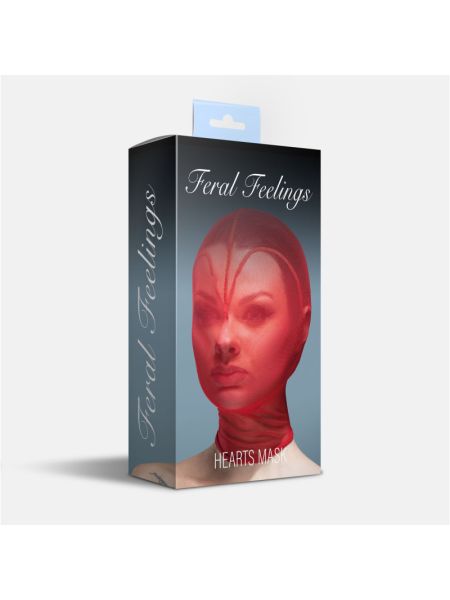 Маска серце сітка із повністю закритим обличчям Feral Feelings - Hearts Mask Red/Red