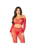 Комплект топ і легінси Leg Avenue Off The Shoulder, One Size, Red, довгий рукав