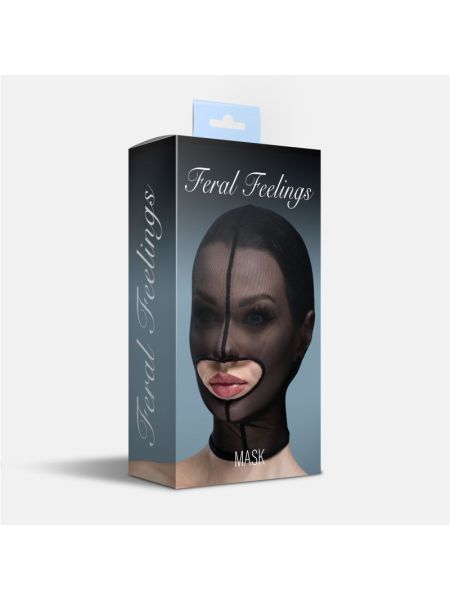 Маска сітка із відкритим ротом Feral Feelings - Hood Mask Black