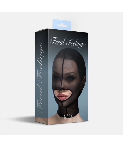Маска сітка із відкритим ротом Feral Feelings - Hood Mask Black