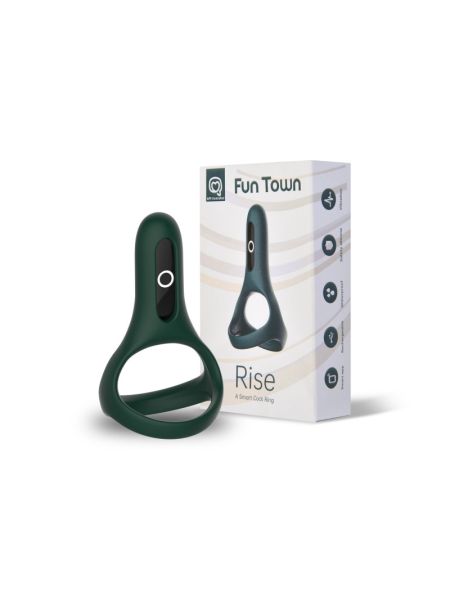 Подвійне ерекційне кільце Fun Town Rise Turquoise, керування зі смартфона