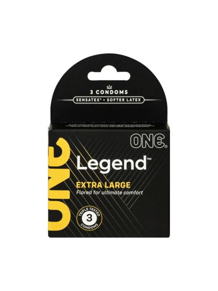Презервативи ONE Legend XL, 3 шт, збільшений розмір, розширення на кінці, картонне паковання