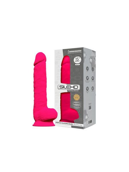 Фалоімітатор SilexD Kingston Pink (MODEL 15in), двошаровий, силікон+Silexpan, діаметр 7 см