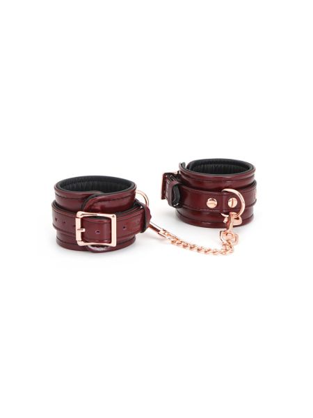 Шкіряні наручники Liebe Seele Wine Red Wrist Cuffs, знімний ланцюжок-кріплення