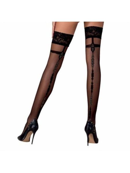 Панчохи з візерунковим швом позаду Passion ST114 1/2 (20 den), nero