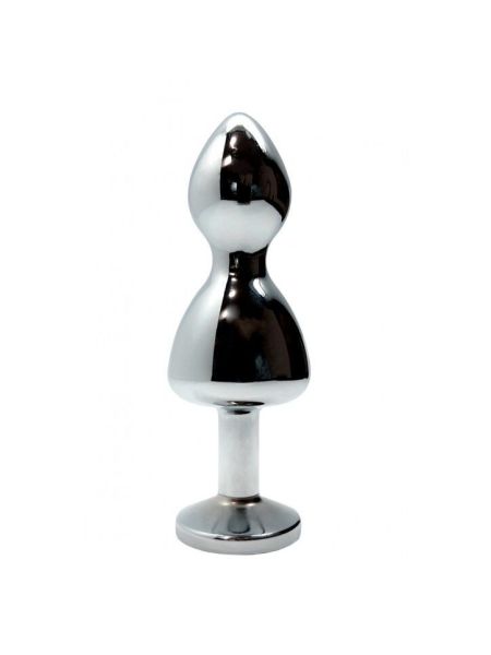 Металева анальна пробка Wooomy Lollypop Double Ball Metal Plug Blue L діаметр 3,5 см, довжина 10,5см