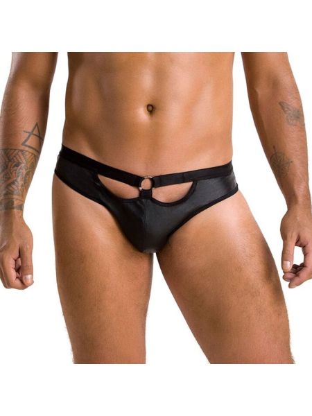Чоловічі сліпи з вирізами Passion 041 SLIP JOE S/M, Black екошкіра, відкриті сідниці