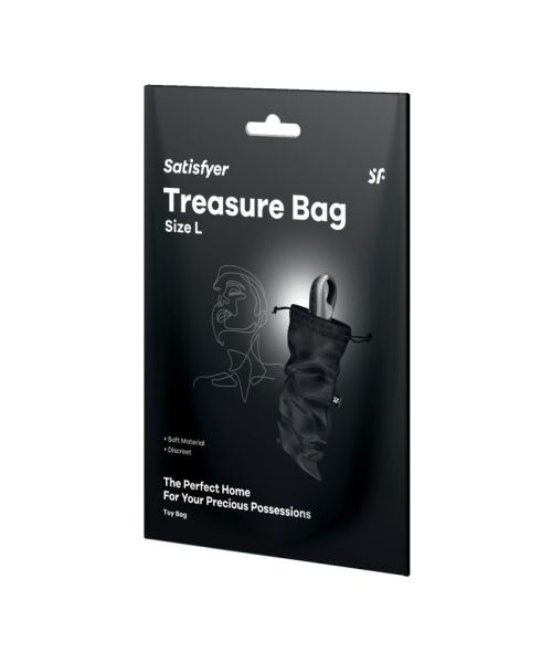 Мішечок для секс-іграшок Satisfyer Treasure Bag L, чорний, на шнурку