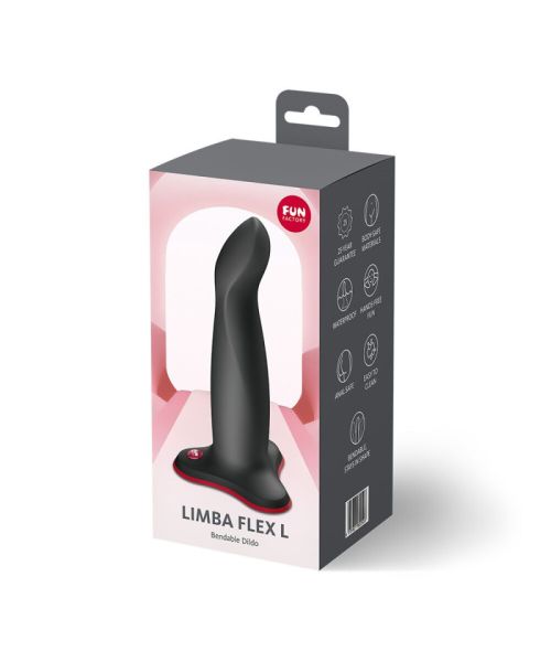 Фалоімітатор Fun Factory LIMBA FLEX L Black, гнучкий, з ефектом пам’яті, підходить для точки G