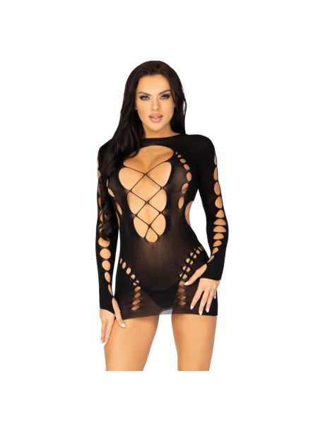 Безшовна мінісукня Leg Avenue Long sleeve cut out mini dress One size Black