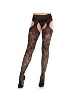 Колготки Leg Avenue Cross Hatch Floral Lace Suspender Hose One Size