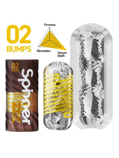 Мастурбатор Tenga Spinner DX 02 Bumps, з пружною стимулювальною спіраллю всередині, середній вплив