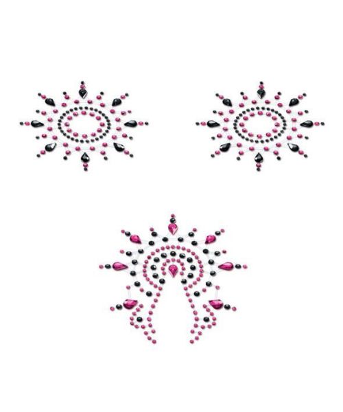 Пестіс з кристалів Petits Joujoux Gloria set of 3 - Black/Pink, прикраса на груди та вульву