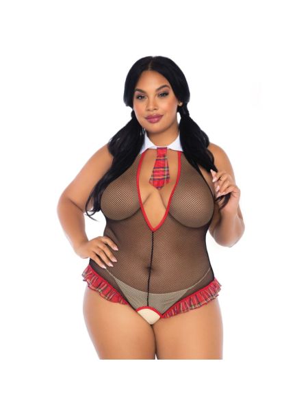 Костюм школярки Leg Avenue Schoolgirl XL/XXL, боді з краваткою