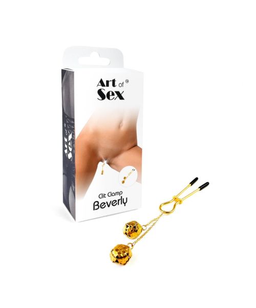 Затискач для клітора з бубонцями Art of Sex - Beverly clit clamp, Золото