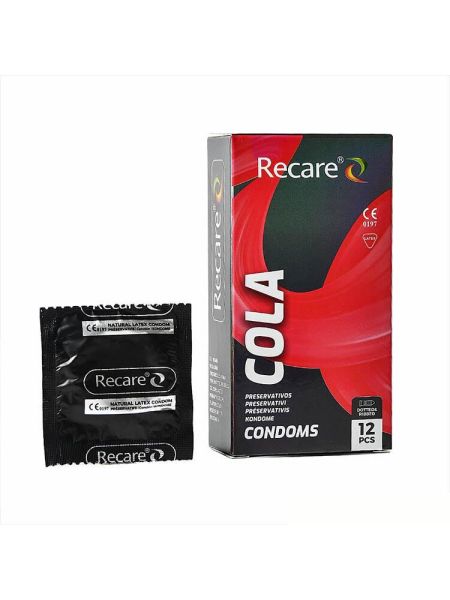 Презервативи Holographic Recare Cola Dotted&Ribbed Condoms 12шт, з пухирцями і ребрами, аромат: Кола