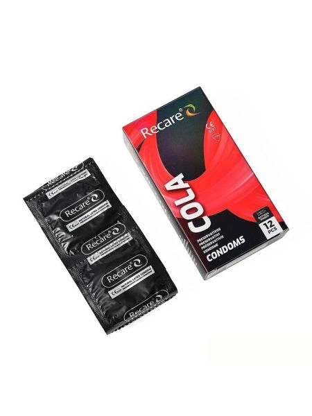 Презервативи Holographic Recare Cola Dotted&Ribbed Condoms 12шт, з пухирцями і ребрами, аромат: Кола