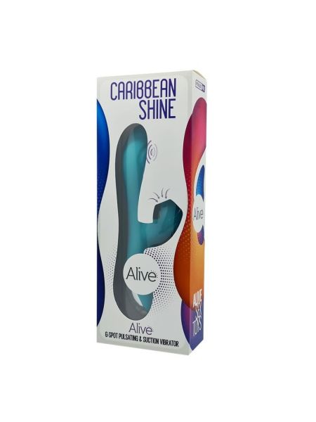 Вібратор-кролик 3 в 1 з вакуумом і пульсівною стимуляцією точки G Alive Caribbean Shine Blue