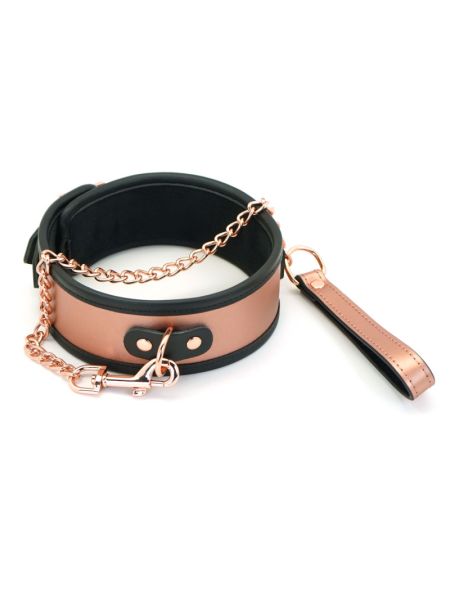 Широкий нашийник з повідцем Liebe Seele Rose Gold Memory Collar with Leash, натуральна шкіра