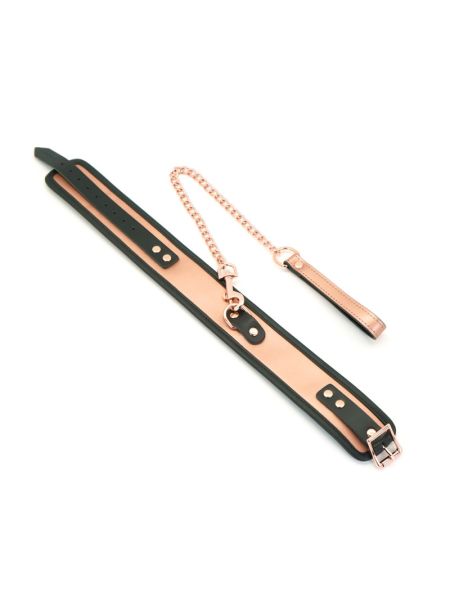 Широкий нашийник з повідцем Liebe Seele Rose Gold Memory Collar with Leash, натуральна шкіра