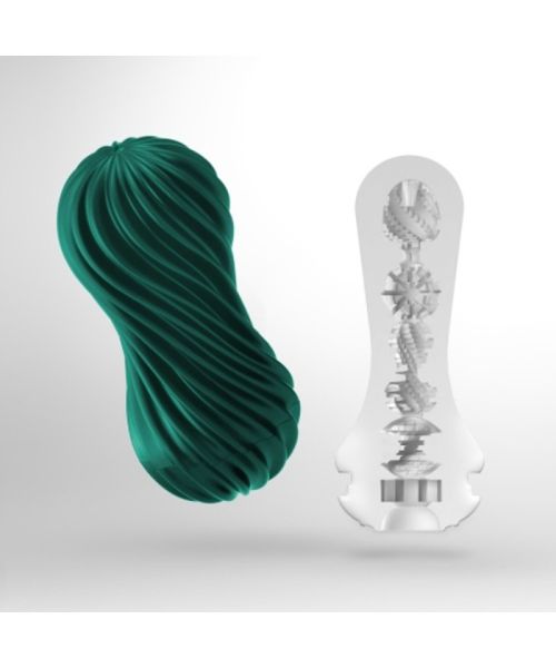 Мастурбатор Tenga FLEX Fizzy Green зі змінною інтенсивністю, можна скручувати, вакуум