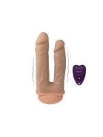 Подвійний фалоімітатор з вібрацією SilexD Double Gusto Vibro Flesh (Model 1 size 8" & 7") + LRS, діаметр 4,5 см та 3,7 см