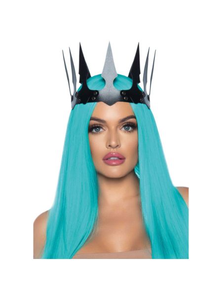 Корона злої королеви Leg Avenue Faux leather spiked crown Black, штучна шкіра, заклепки