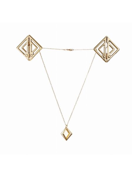Затискачі для сосків з легкою підвіскою LOCKINK Adjustable Nipple Clamps with Light Pendant, золотисті