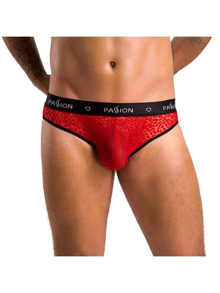 Чоловічі напівпрозорі труси Passion 031 SLIP MIKE XXL/XXXL Red, під леопард