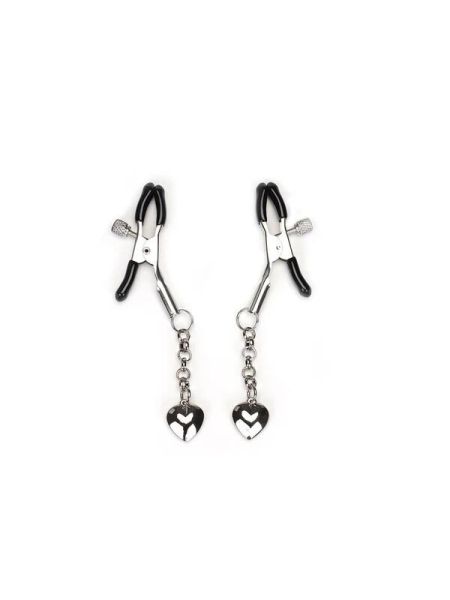 Затискачі для сосків Liebe Seele Solid Heart Nipple Clamps Silver, підвіска-сердечко