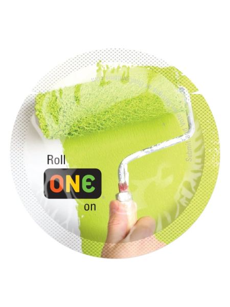 Презерватив ONE Color Sensations Roll ONE on, 1 шт, салатовий, гладенький, зі змазкою