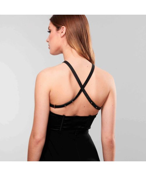 Портупея з екошкіри Bijoux Indiscrets MAZE — Cross Chest Harness Black