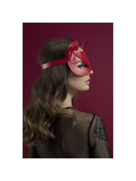 Маска кішечки Feral Feelings - Catwoman Mask, натуральна шкіра, червона