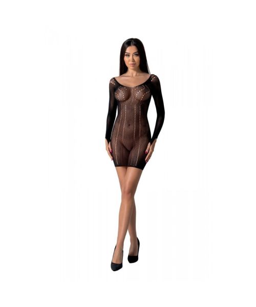 Напівпрозора мінісукня Passion BS101 One Size, black, рукави-мітенки