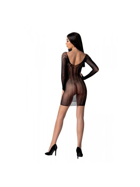 Напівпрозора мінісукня Passion BS101 One Size, black, рукави-мітенки