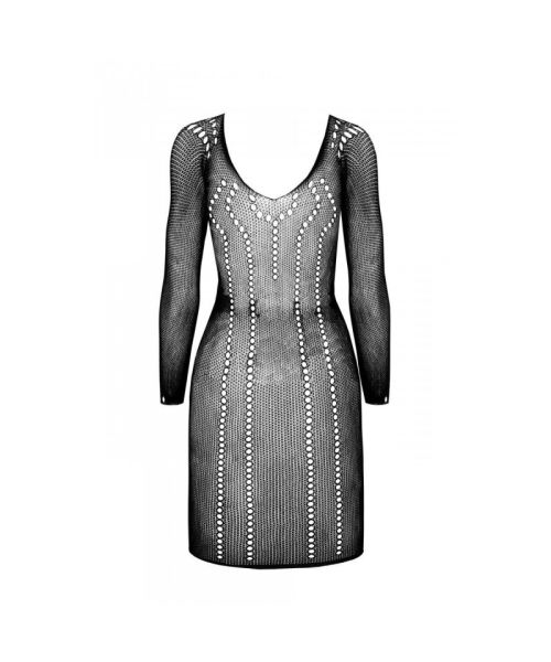 Напівпрозора мінісукня Passion BS101 One Size, black, рукави-мітенки