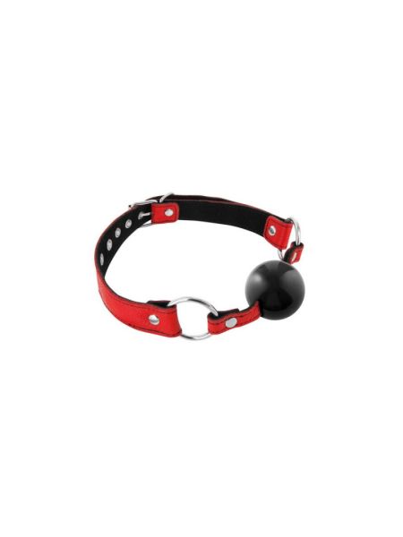 Кляп Fetish Tentation Premium Leather gag with silicone ball Red