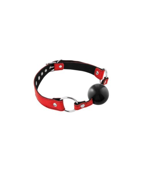 Кляп Fetish Tentation Premium Leather gag with silicone ball Red