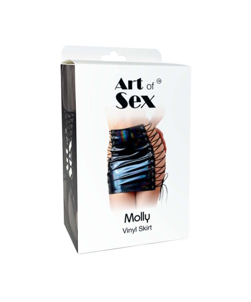 Спідниця на шнурівці Art of Sex - Molly, колір чорний з ефектом мокрого оксамиту, L-2XL