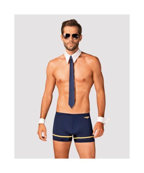 Еротичний костюм пілота Obsessive Pilotman set S/M, боксери, манжети, комір з краваткою, окуляри