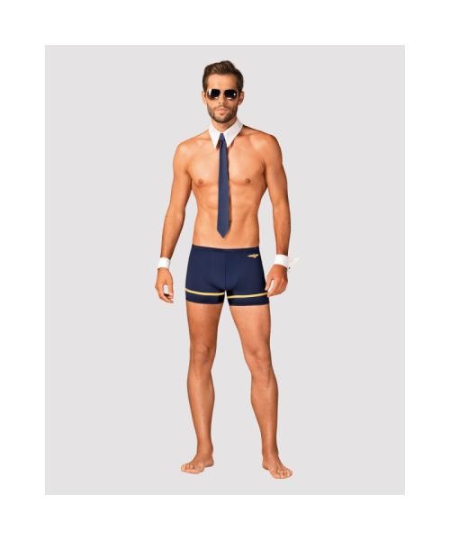 Еротичний костюм пілота Obsessive Pilotman set S/M, боксери, манжети, комір з краваткою, окуляри