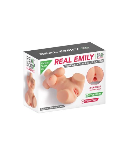 Мастурбатор-мініторс з вібрацією Real Body Real Emily, вагіна та анус, 29,5х19,3 см