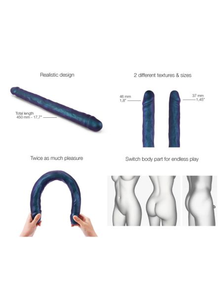 Фалоімітатор подвійний Strap-On-Me DOUBLE DONG REALISTIC DILDO - SNAKY METALLIC COLOR