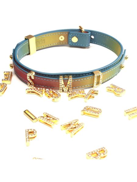 Нашийник LOCKINK Multi-color DIY Alphabet Collar, мультиколір, штучна шкіра, букви зі стразами